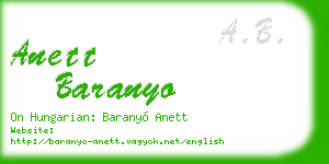 anett baranyo business card